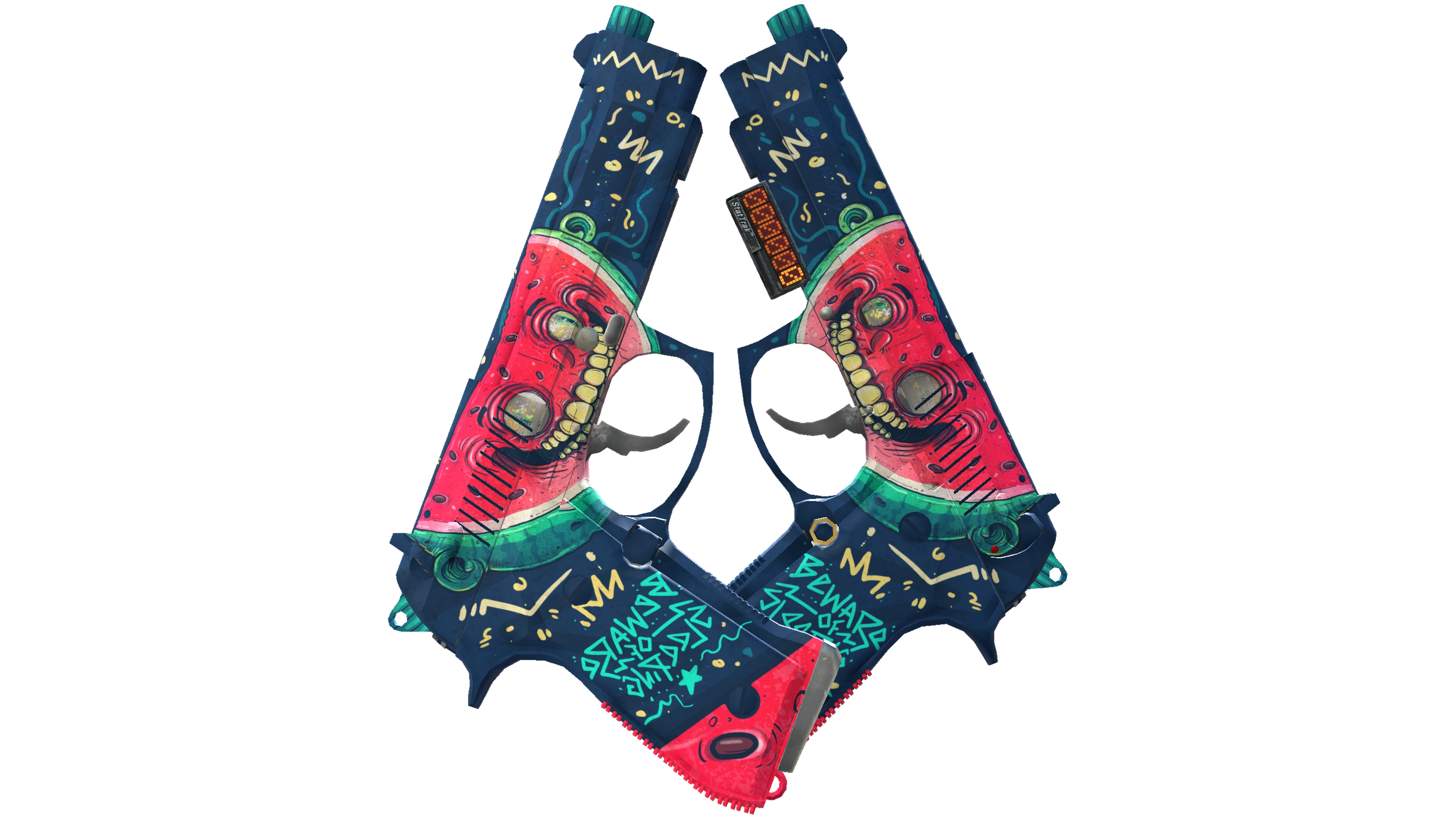 StatTrak™ Dual Berettas | Melondrama (Well-Worn) thumbnail