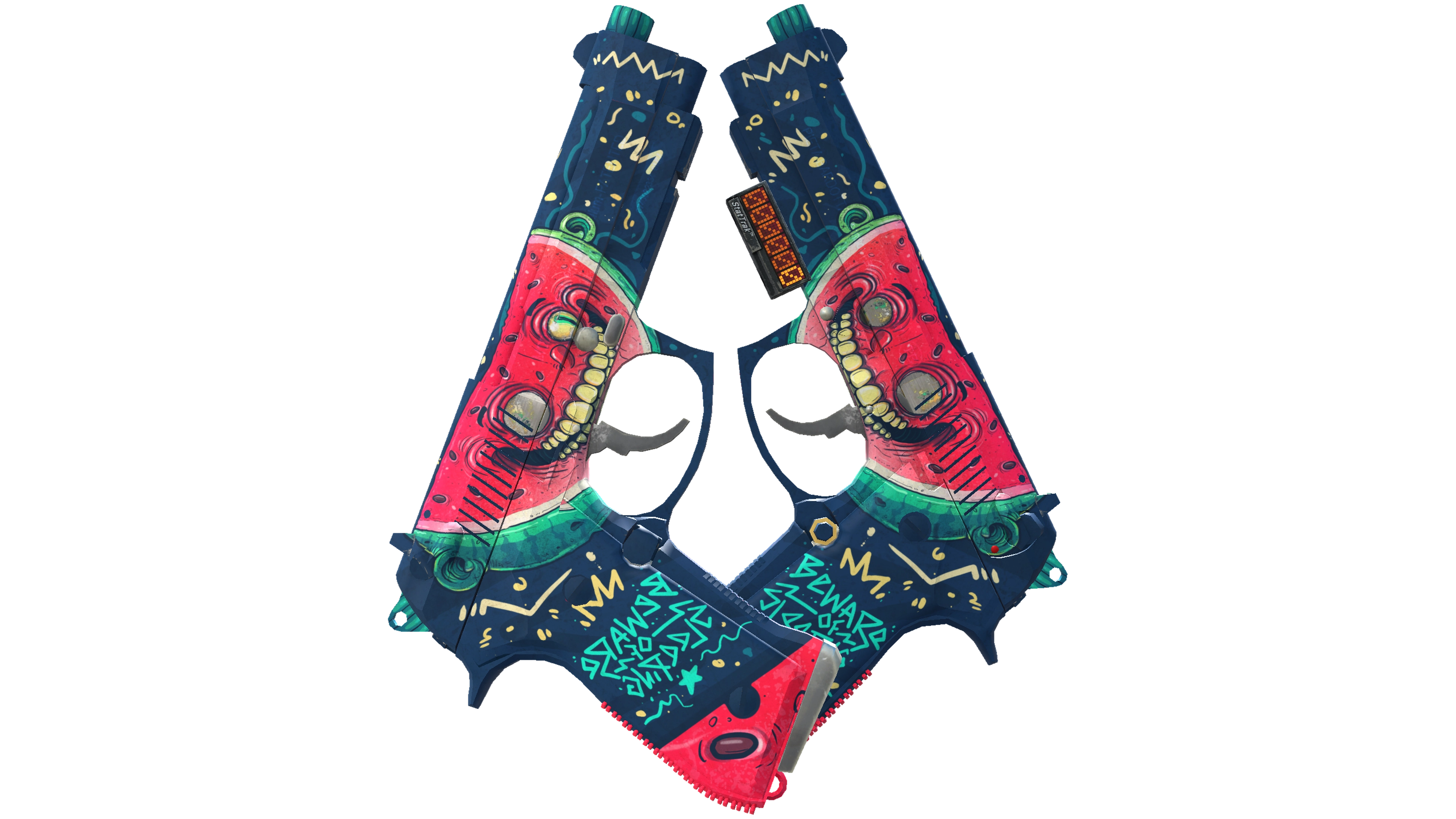 StatTrak™ Dual Berettas | Melondrama (Well-Worn) thumbnail