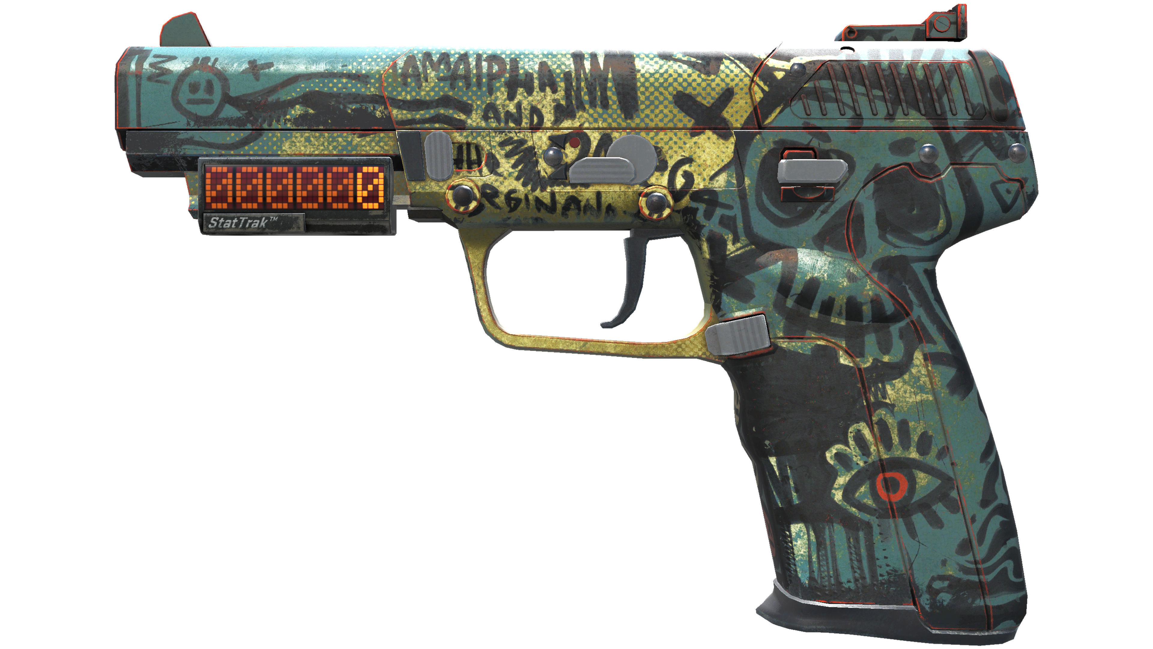 StatTrak™ Five-SeveN | Scrawl (Well-Worn) thumbnail
