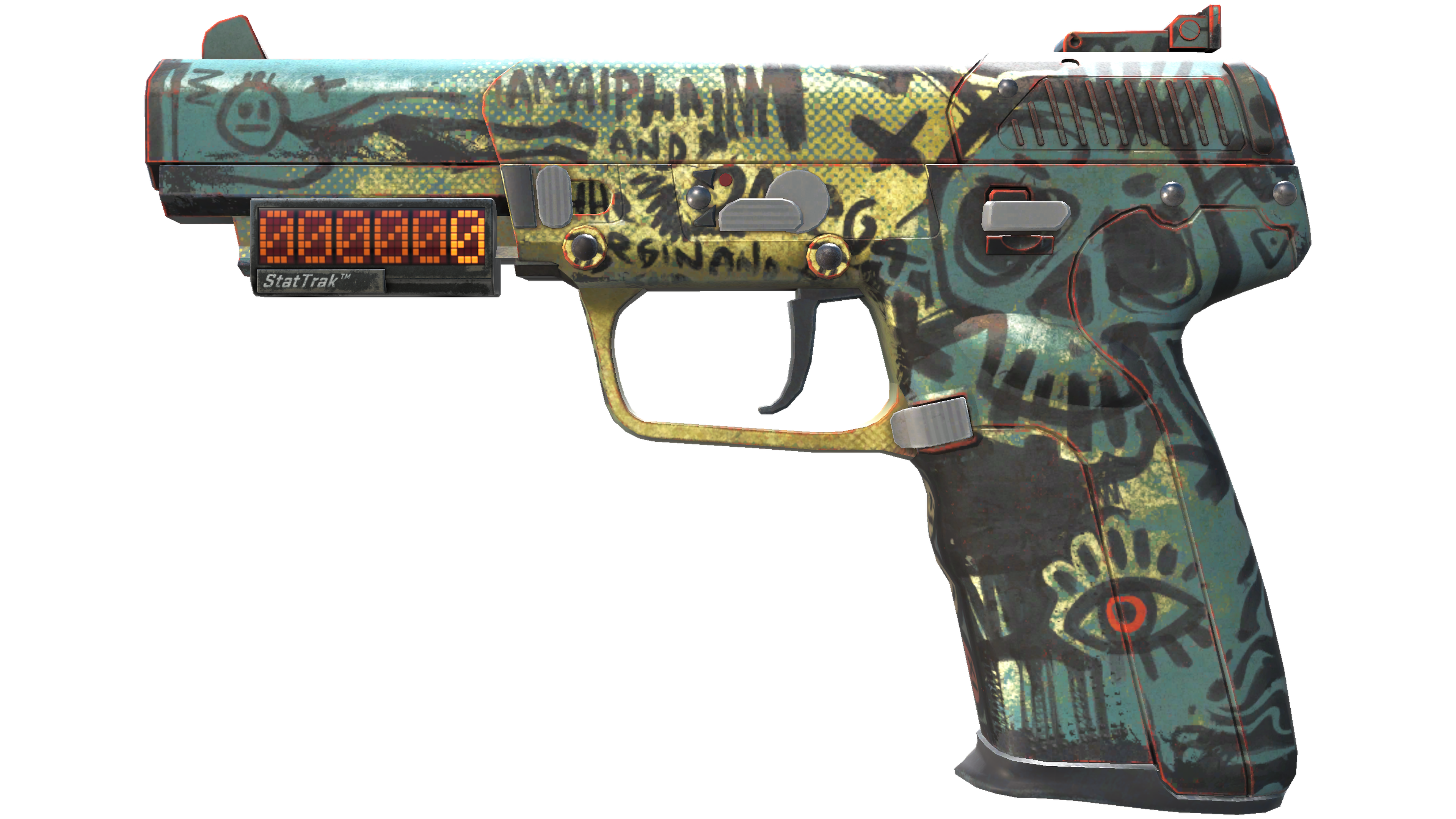 StatTrak™ Five-SeveN | Scrawl (Well-Worn) thumbnail